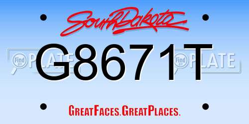 G8671T South Dakota License Plate