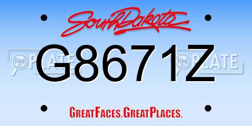 G8671Z South Dakota License Plate