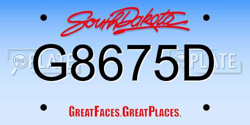 G8675D South Dakota License Plate