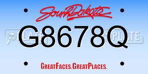 G8678Q South Dakota License Plate