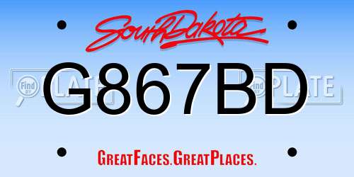 G867BD South Dakota License Plate