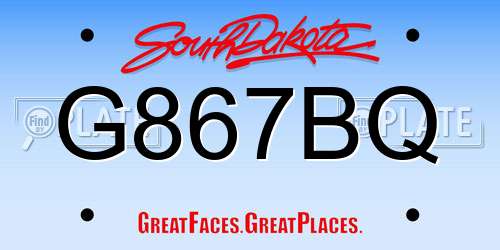 G867BQ South Dakota License Plate