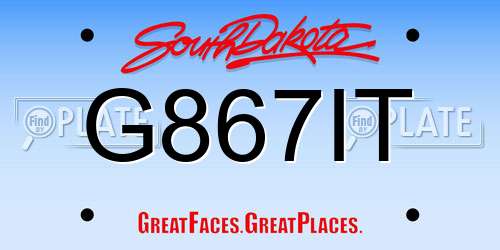 G867IT South Dakota License Plate