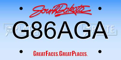 G86AGA South Dakota License Plate