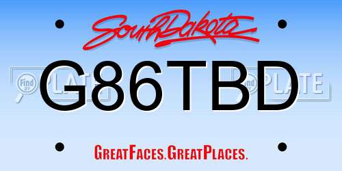 G86TBD South Dakota License Plate