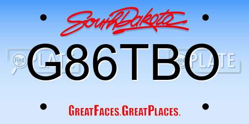 G86TBO South Dakota License Plate