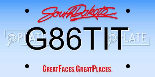 G86TIT South Dakota License Plate