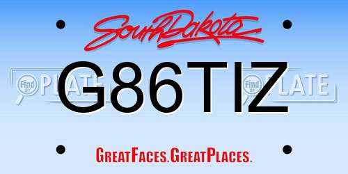 G86TIZ South Dakota License Plate