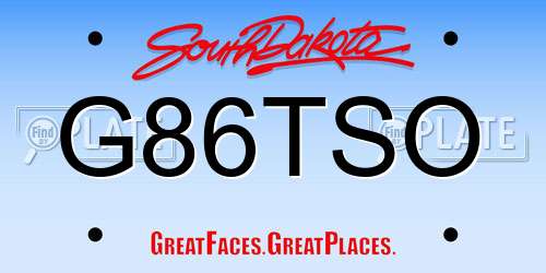 G86TSO South Dakota License Plate