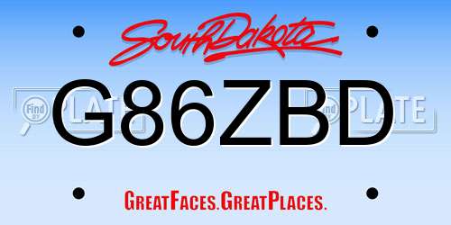 G86ZBD South Dakota License Plate