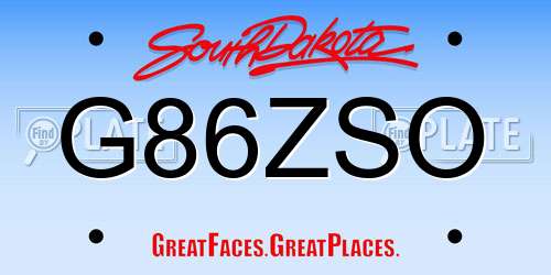 G86ZSO South Dakota License Plate