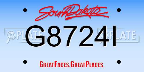 G8724I South Dakota License Plate