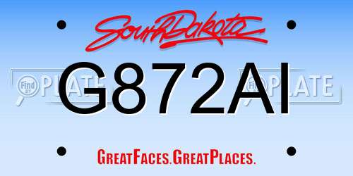 G872AI South Dakota License Plate