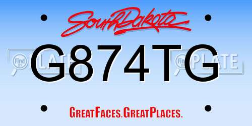 G874TG South Dakota License Plate