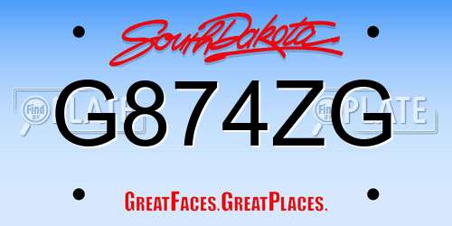 G874ZG South Dakota License Plate