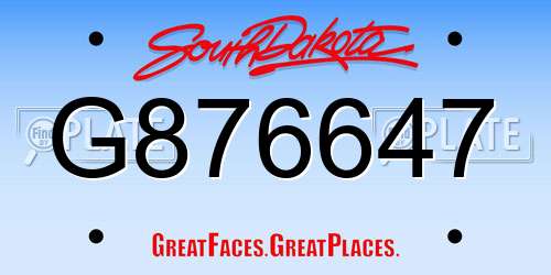 G876647 South Dakota License Plate