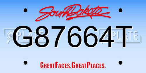 G87664T South Dakota License Plate