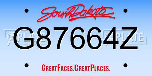 G87664Z South Dakota License Plate