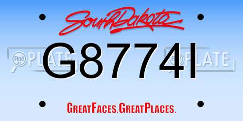 G8774I South Dakota License Plate