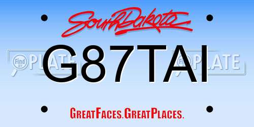 G87TAI South Dakota License Plate
