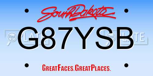 G87YSB South Dakota License Plate