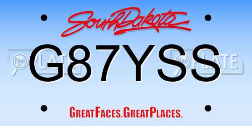 G87YSS South Dakota License Plate