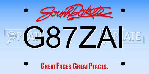 G87ZAI South Dakota License Plate