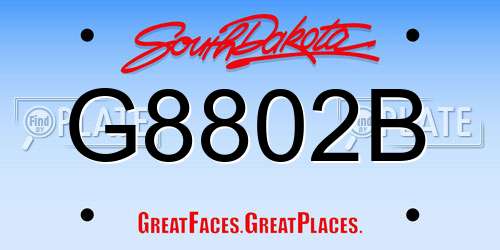 G8802B South Dakota License Plate