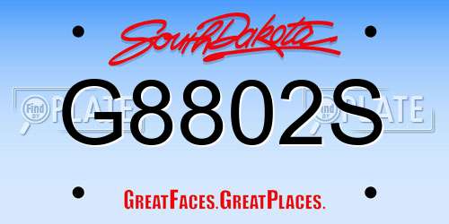 G8802S South Dakota License Plate
