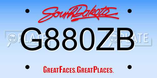 G880ZB South Dakota License Plate
