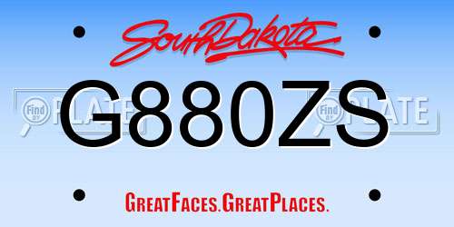 G880ZS South Dakota License Plate