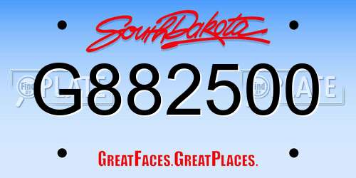 G882500 South Dakota License Plate