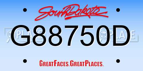 G88750D South Dakota License Plate