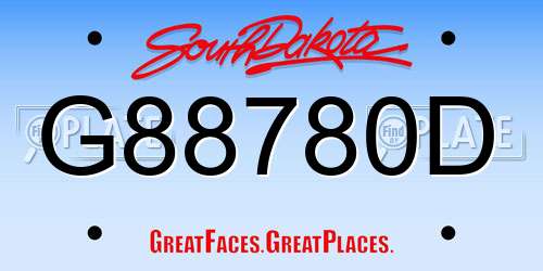 G88780D South Dakota License Plate