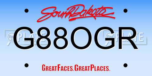 G88OGR South Dakota License Plate