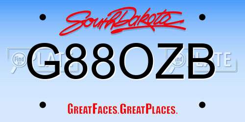 G88OZB South Dakota License Plate