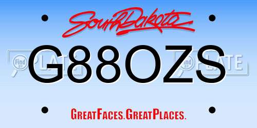 G88OZS South Dakota License Plate