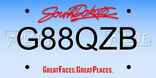 G88QZB South Dakota License Plate