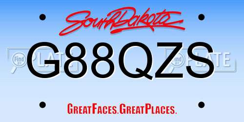 G88QZS South Dakota License Plate