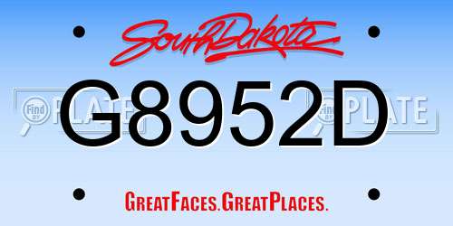 G8952D South Dakota License Plate