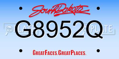 G8952Q South Dakota License Plate