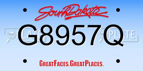 G8957Q South Dakota License Plate