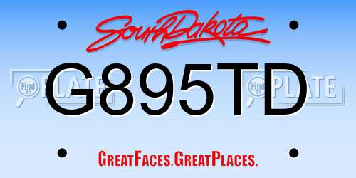 G895TD South Dakota License Plate