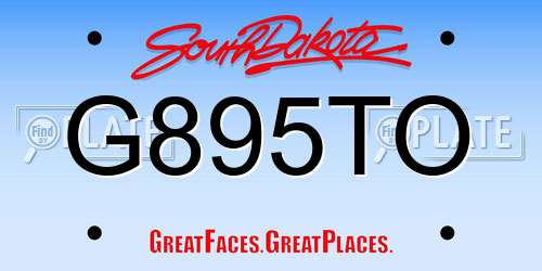 G895TO South Dakota License Plate