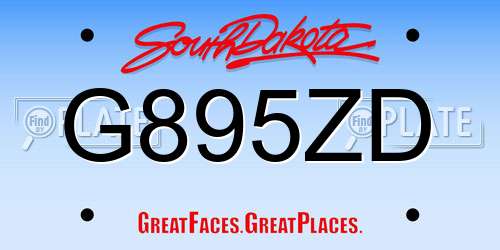 G895ZD South Dakota License Plate