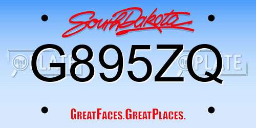 G895ZQ South Dakota License Plate