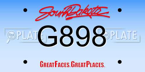 G898 South Dakota License Plate
