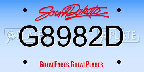 G8982D South Dakota License Plate