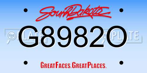G8982O South Dakota License Plate