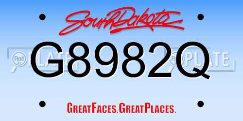 G8982Q South Dakota License Plate